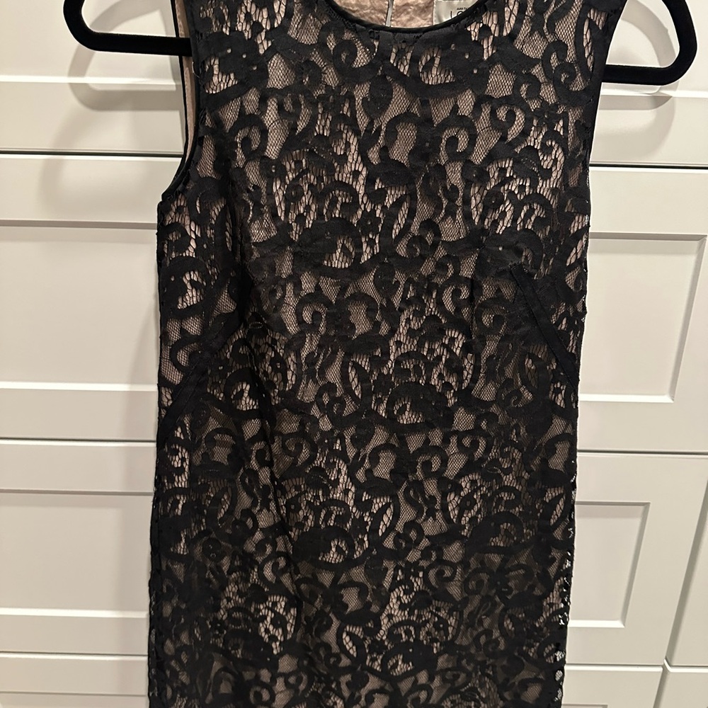 LOFT Black Lace Overlay Dress
